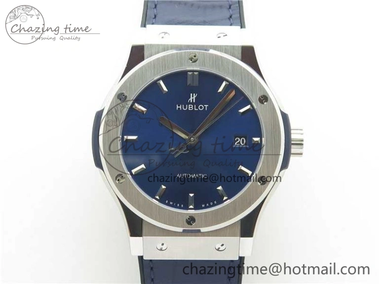 Popular Fusion 42mm SS WWF 1:1 Best Edition Blue Dial On Gummy Strap Asian HB 6790