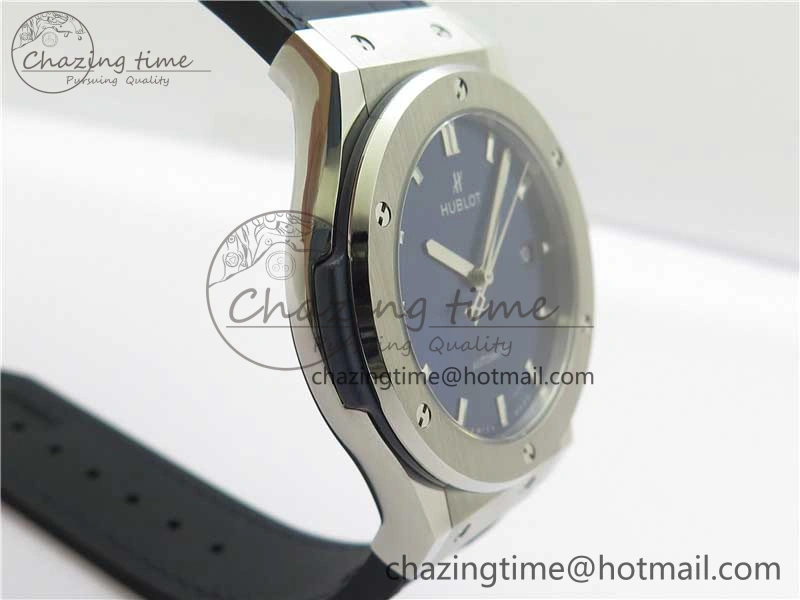 Popular Fusion 42mm SS WWF 1:1 Best Edition Blue Dial On Gummy Strap Asian HB 6790
