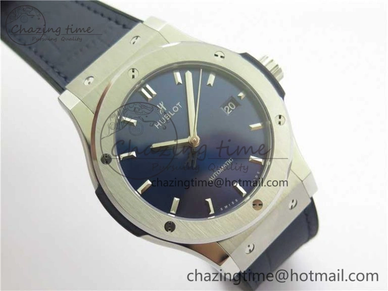 Popular Fusion 42mm SS WWF 1:1 Best Edition Blue Dial On Gummy Strap Asian HB 6790