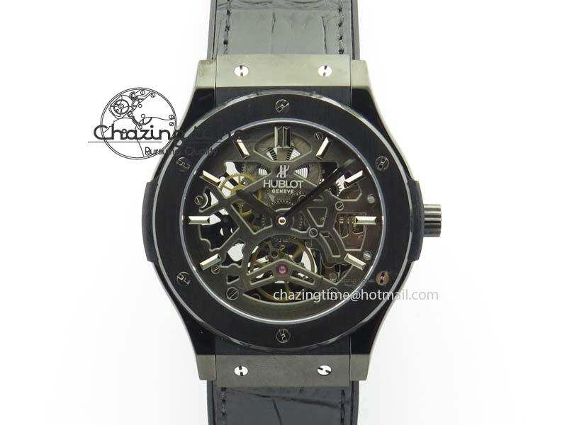 Fusion 45mm BLACK DLC Case TF Best Edition SKELETON FLYING TOURBILLION ComfortFit 6960