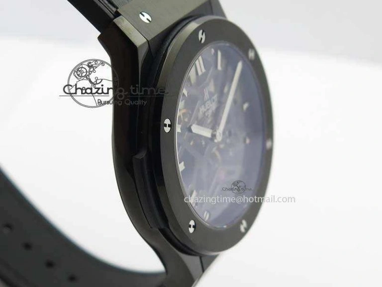 Fusion 45mm BLACK DLC Case TF Best Edition SKELETON FLYING TOURBILLION ComfortFit 6960
