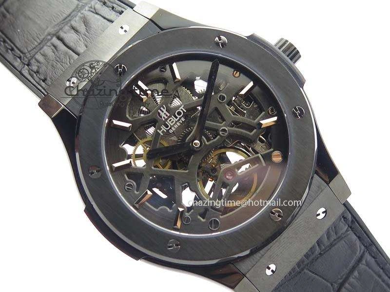 Fusion 45mm BLACK DLC Case TF Best Edition SKELETON FLYING TOURBILLION ComfortFit 6960