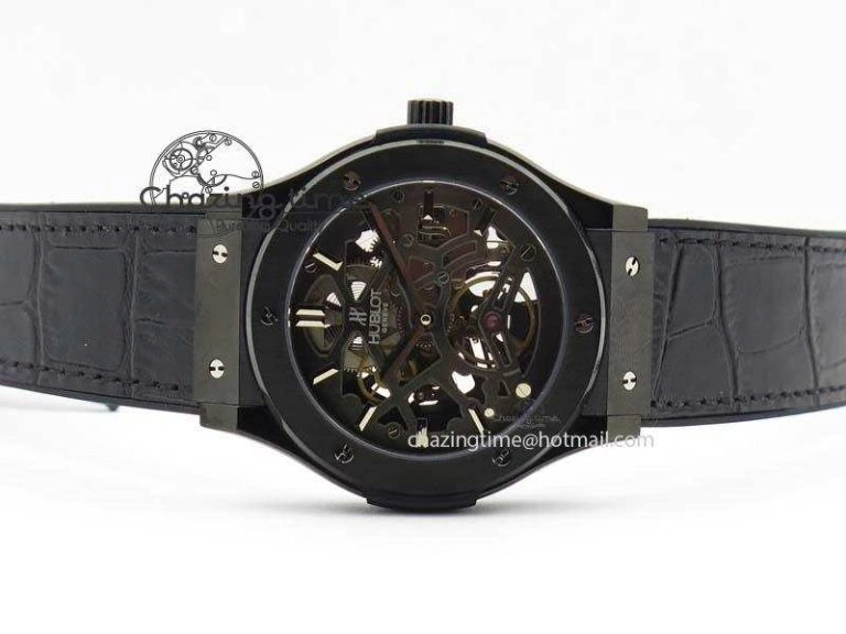 Fusion 45mm BLACK DLC Case TF Best Edition SKELETON FLYING TOURBILLION ComfortFit 6960