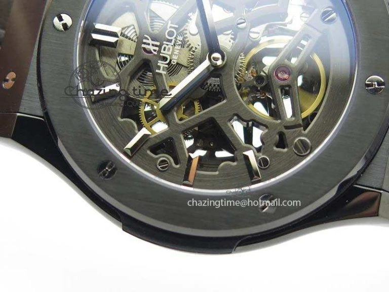 Fusion 45mm BLACK DLC Case TF Best Edition SKELETON FLYING TOURBILLION ComfortFit 6960