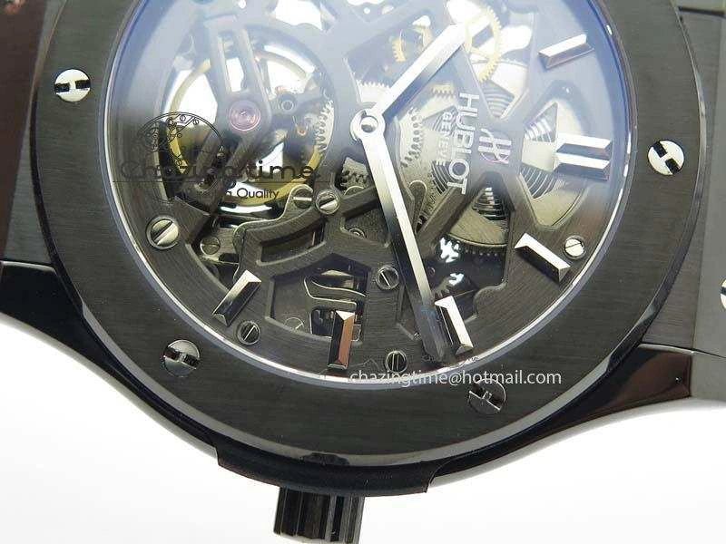 Fusion 45mm BLACK DLC Case TF Best Edition SKELETON FLYING TOURBILLION ComfortFit 6960