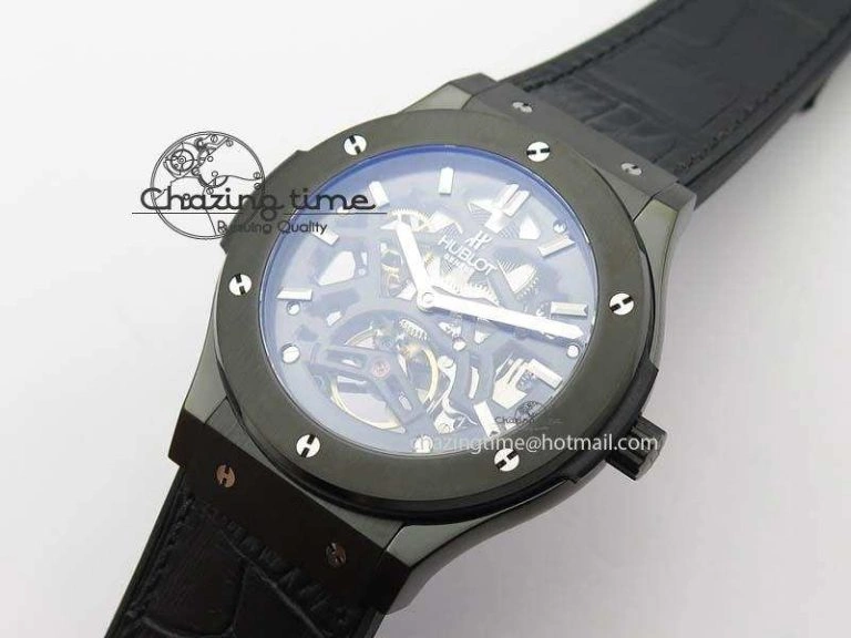 Fusion 45mm BLACK DLC Case TF Best Edition SKELETON FLYING TOURBILLION ComfortFit 6960