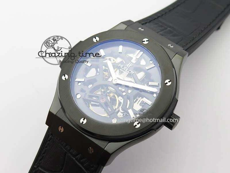 Fusion 45mm BLACK DLC Case TF Best Edition SKELETON FLYING TOURBILLION ComfortFit 6960