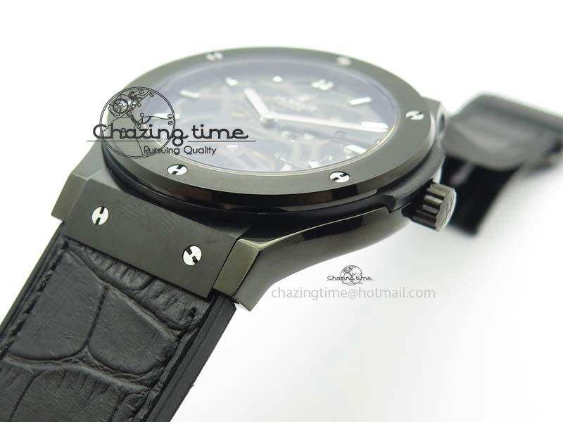 Fusion 45mm BLACK DLC Case TF Best Edition SKELETON FLYING TOURBILLION ComfortFit 6960