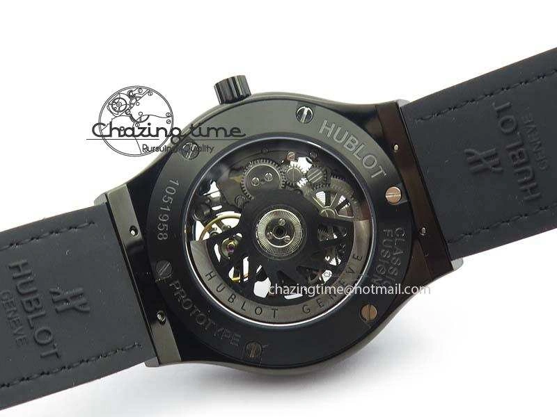 Fusion 45mm BLACK DLC Case TF Best Edition SKELETON FLYING TOURBILLION ComfortFit 6960