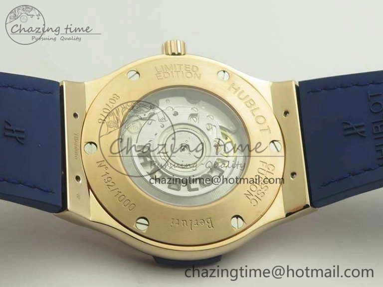 Durable Fusion 45mm RG Berluti Scritto SRF Best Edition Blue Leather Dial On Gummy Strap A2892 V 6906