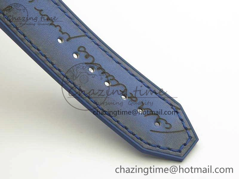 Durable Fusion 45mm RG Berluti Scritto SRF Best Edition Blue Leather Dial On Gummy Strap A2892 V 6906