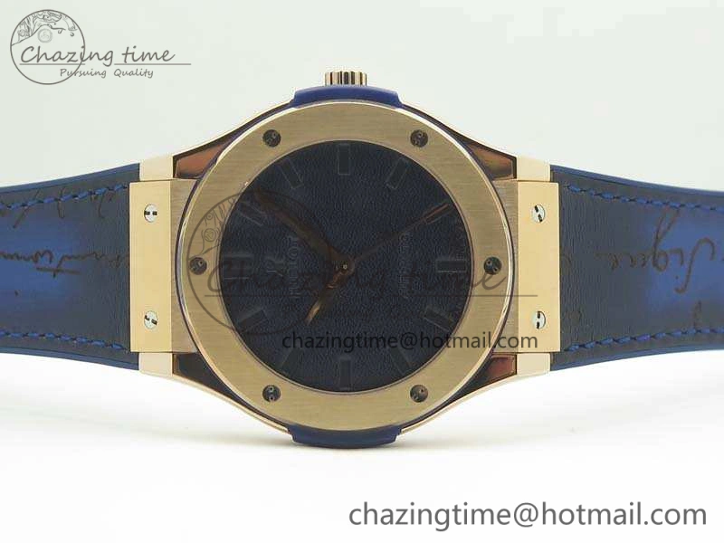 Durable Fusion 45mm RG Berluti Scritto SRF Best Edition Blue Leather Dial On Gummy Strap A2892 V 6906