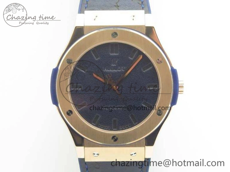 Durable Fusion 45mm RG Berluti Scritto SRF Best Edition Blue Leather Dial On Gummy Strap A2892 V 6906