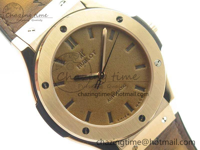 Supportive Fusion 45mm RG Berluti Scritto SRF Best Edition Brown Leather Dial On Gummy Strap A2892 V 6910