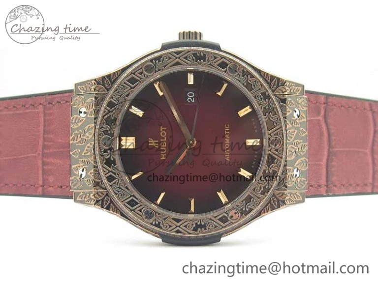 SmartChoice Fusion 45mm RG Engravings Case SRF Best Edition Red Dial On Red Gummy Strap A2892 (Free Box) 6897