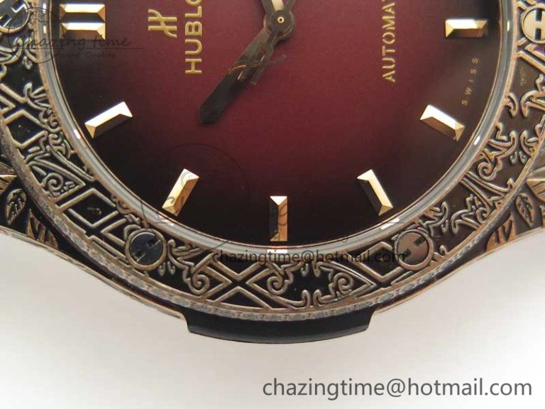 SmartChoice Fusion 45mm RG Engravings Case SRF Best Edition Red Dial On Red Gummy Strap A2892 (Free Box) 6897