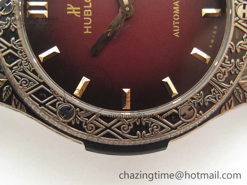 SmartChoice Fusion 45mm RG Engravings Case SRF Best Edition Red Dial On Red Gummy Strap A2892 (Free Box) 6897