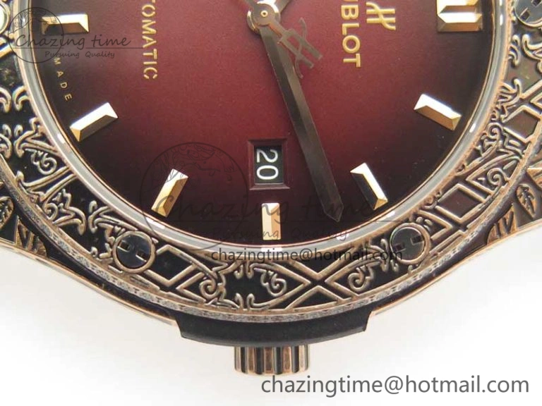 SmartChoice Fusion 45mm RG Engravings Case SRF Best Edition Red Dial On Red Gummy Strap A2892 (Free Box) 6897