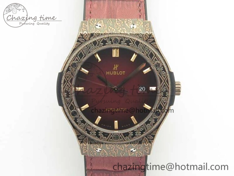 SmartChoice Fusion 45mm RG Engravings Case SRF Best Edition Red Dial On Red Gummy Strap A2892 (Free Box) 6897