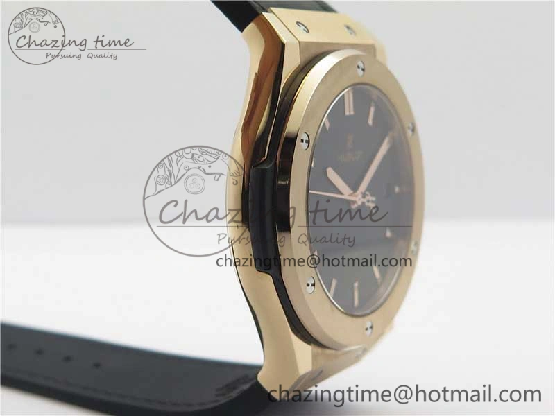 Fusion 45mm RG WWF 1:1 Best Edition Black Dial on Black Gummy Strap A GoodFit 6839