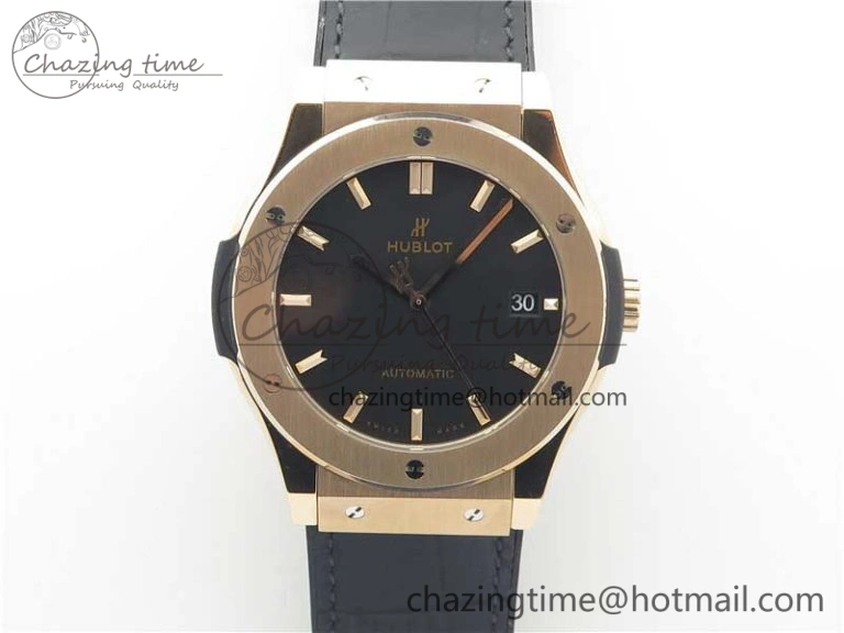 Fusion 45mm RG WWF 1:1 Best Edition Black Dial on Black Gummy Strap A GoodFit 6839