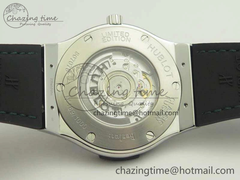 Soft Fusion 45mm SS Berluti Scritto SRF Best Edition Black Leather Dial On Gummy Strap A2892 V 6908