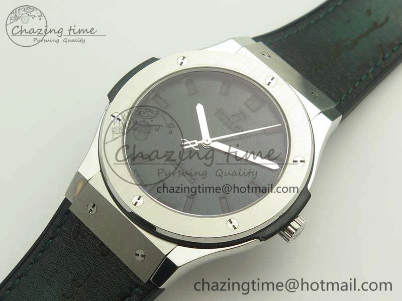 Soft Fusion 45mm SS Berluti Scritto SRF Best Edition Black Leather Dial On Gummy Strap A2892 V 6908