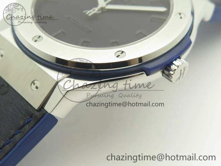 Popular Fusion 45mm SS Berluti Scritto SRF Best Edition Blue Leather Dial On Blue Gummy Strap A2892 V 6912