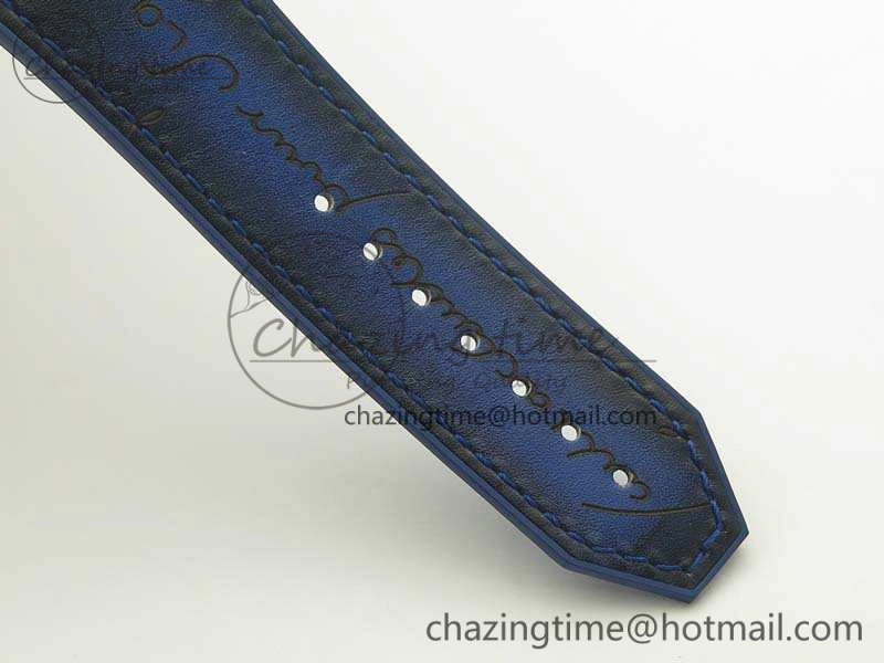 Popular Fusion 45mm SS Berluti Scritto SRF Best Edition Blue Leather Dial On Blue Gummy Strap A2892 V 6912