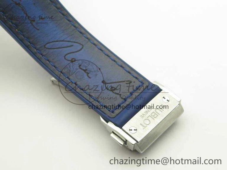 Popular Fusion 45mm SS Berluti Scritto SRF Best Edition Blue Leather Dial On Blue Gummy Strap A2892 V 6912