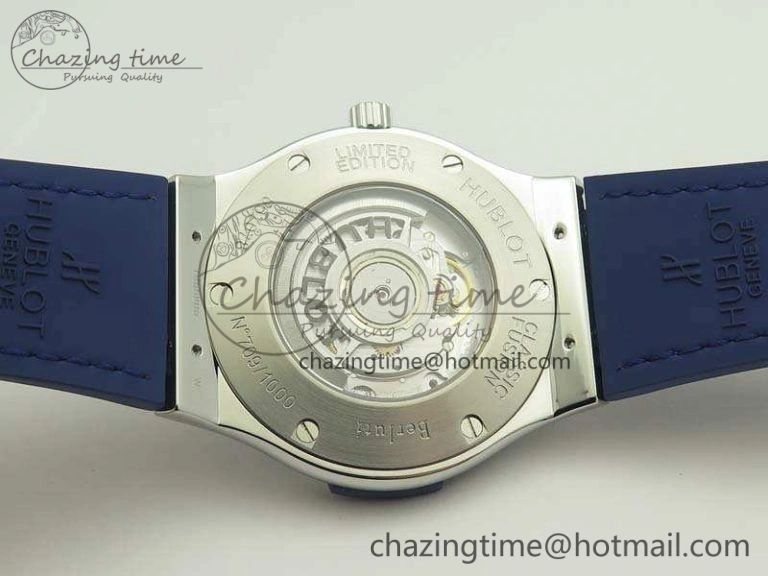 Popular Fusion 45mm SS Berluti Scritto SRF Best Edition Blue Leather Dial On Blue Gummy Strap A2892 V 6912