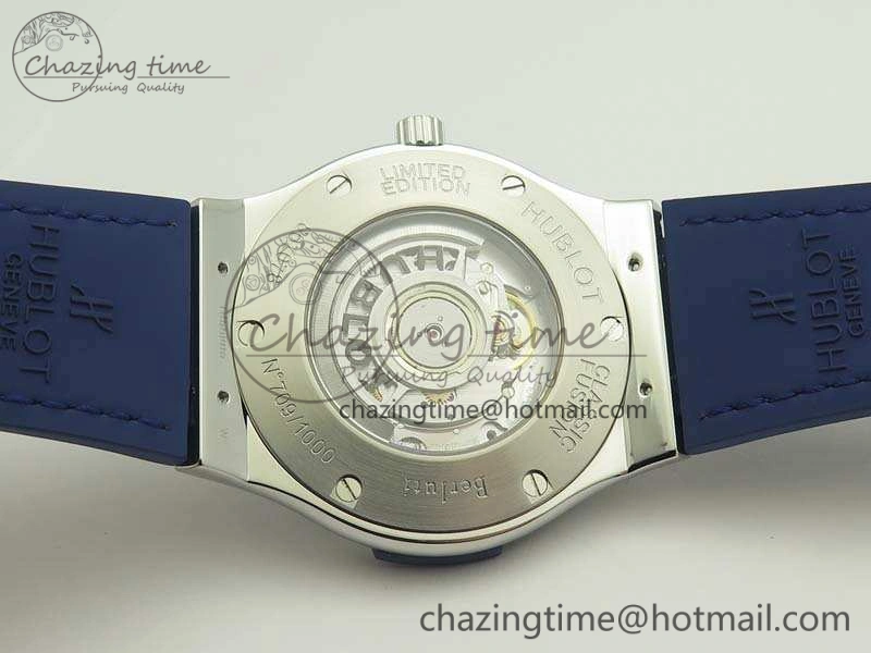 Popular Fusion 45mm SS Berluti Scritto SRF Best Edition Blue Leather Dial On Blue Gummy Strap A2892 V 6912