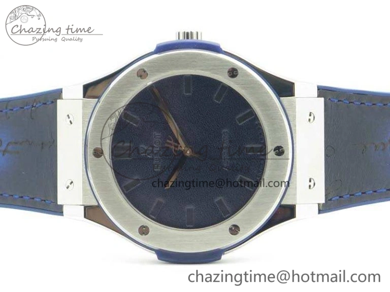 Popular Fusion 45mm SS Berluti Scritto SRF Best Edition Blue Leather Dial On Blue Gummy Strap A2892 V 6912