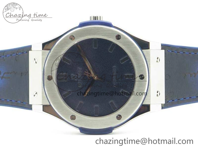 Popular Fusion 45mm SS Berluti Scritto SRF Best Edition Blue Leather Dial On Blue Gummy Strap A2892 V 6912