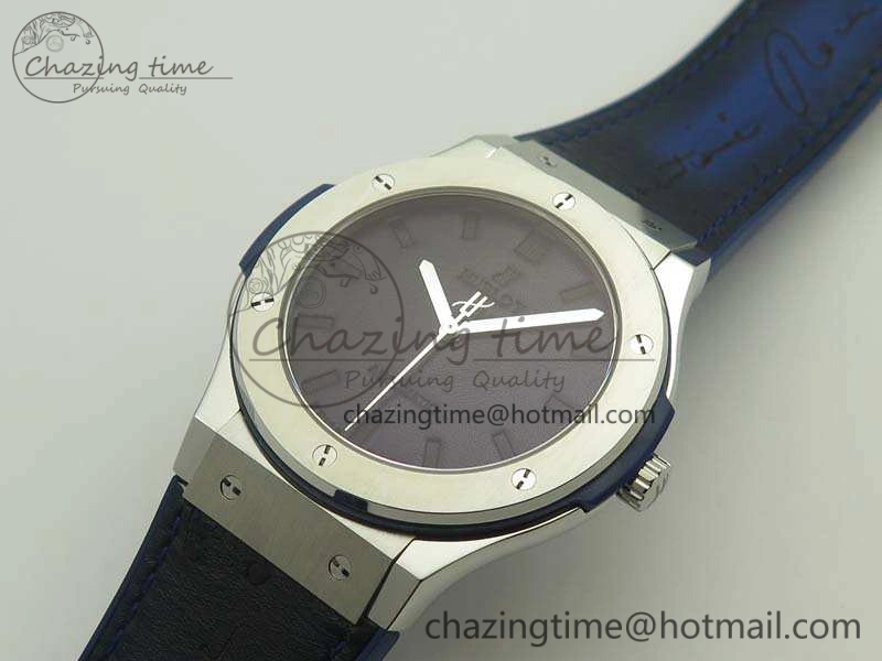 Popular Fusion 45mm SS Berluti Scritto SRF Best Edition Blue Leather Dial On Blue Gummy Strap A2892 V 6912