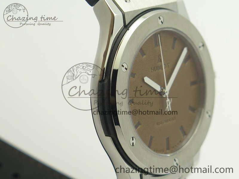 Snug Fusion 45mm SS Berluti Scritto SRF Best Edition Brown Leather Dial On Gummy Strap A2892 V 6907