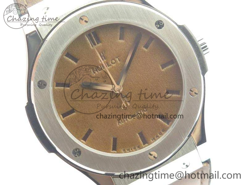 Snug Fusion 45mm SS Berluti Scritto SRF Best Edition Brown Leather Dial On Gummy Strap A2892 V 6907