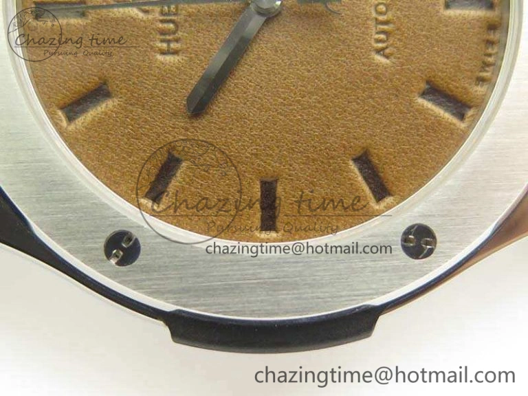 Snug Fusion 45mm SS Berluti Scritto SRF Best Edition Brown Leather Dial On Gummy Strap A2892 V 6907