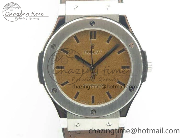 Snug Fusion 45mm SS Berluti Scritto SRF Best Edition Brown Leather Dial On Gummy Strap A2892 V 6907