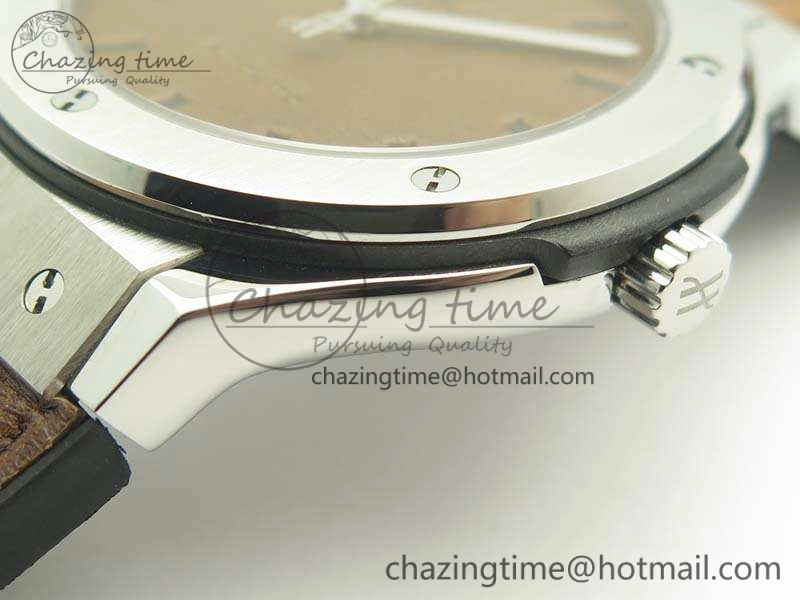 Snug Fusion 45mm SS Berluti Scritto SRF Best Edition Brown Leather Dial On Gummy Strap A2892 V 6907