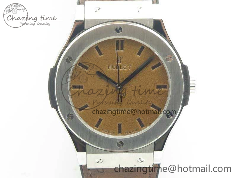 Snug Fusion 45mm SS Berluti Scritto SRF Best Edition Brown Leather Dial On Gummy Strap A2892 V 6907