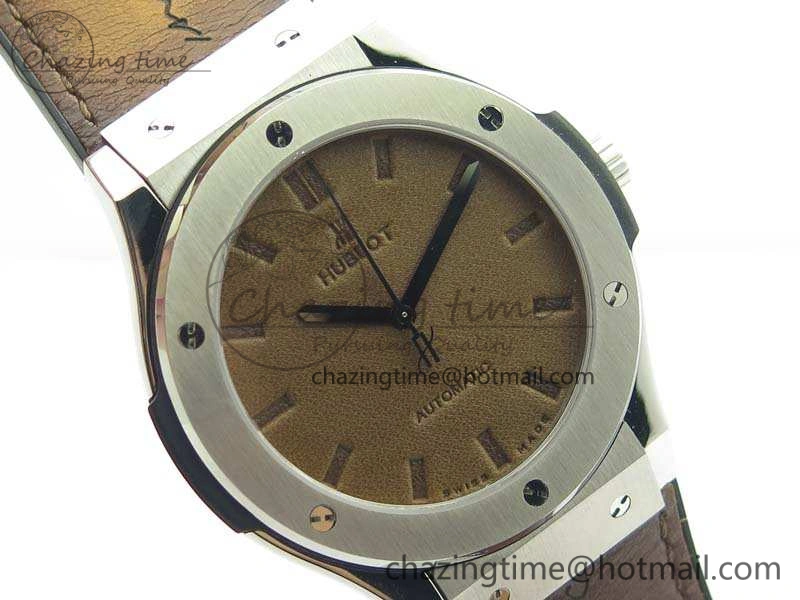 Fusion 45mm SS Berluti Scritto SRF Best Edition Brown Leather Dial On Gummy Strap A Tailored 6942