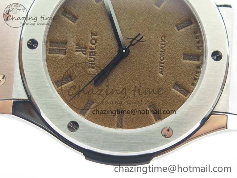 Fusion 45mm SS Berluti Scritto SRF Best Edition Brown Leather Dial On Gummy Strap A Tailored 6942