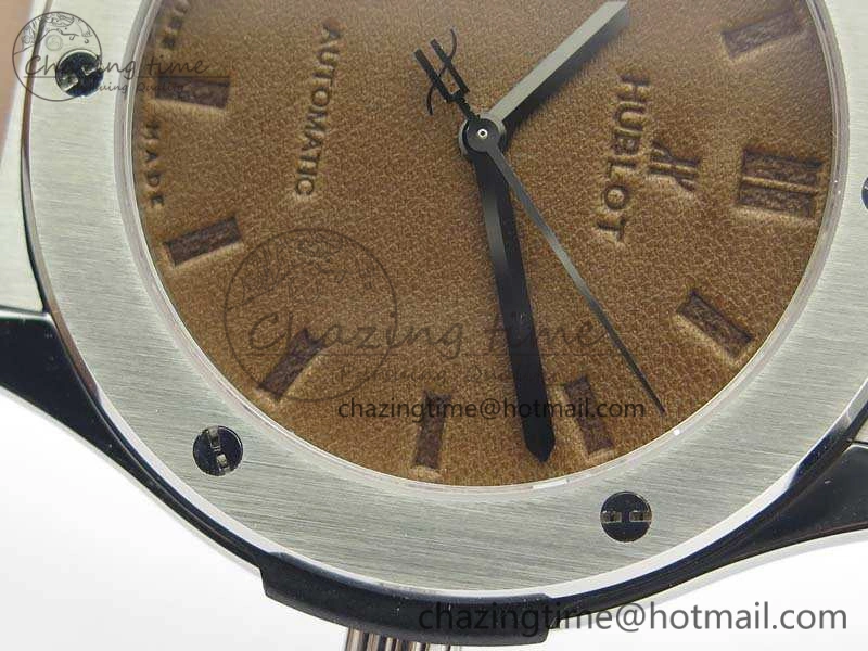 Fusion 45mm SS Berluti Scritto SRF Best Edition Brown Leather Dial On Gummy Strap A Tailored 6942