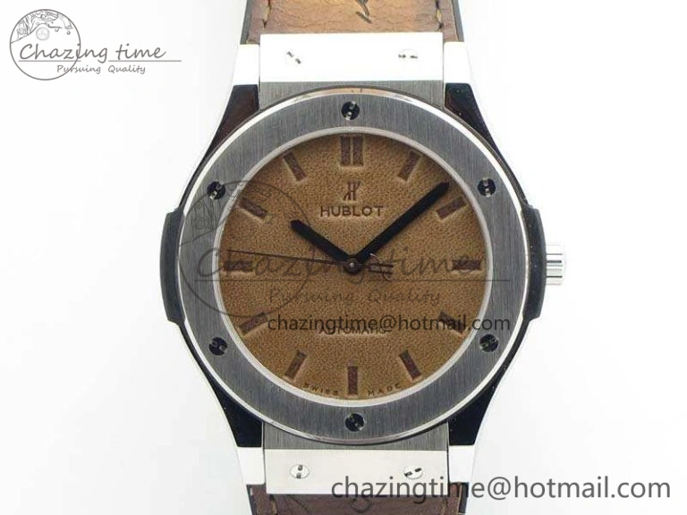 Fusion 45mm SS Berluti Scritto SRF Best Edition Brown Leather Dial On Gummy Strap A Tailored 6942