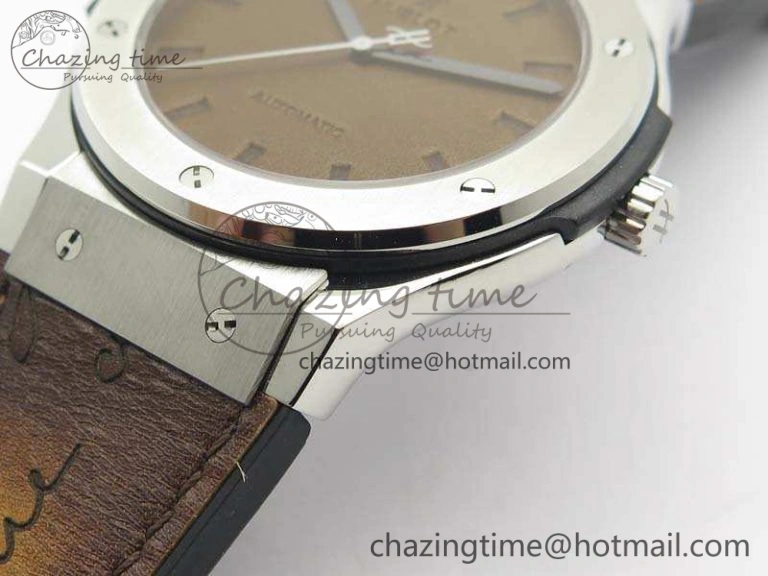 Fusion 45mm SS Berluti Scritto SRF Best Edition Brown Leather Dial On Gummy Strap A Tailored 6942
