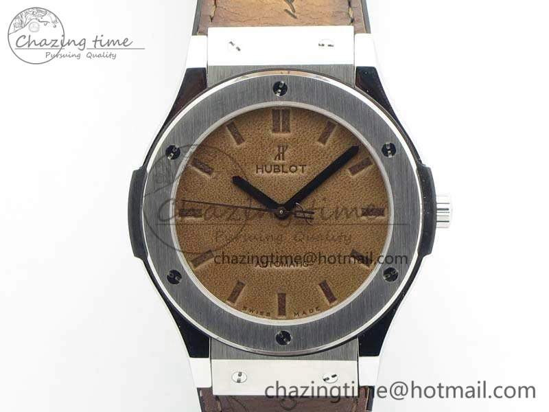 Fusion 45mm SS Berluti Scritto SRF Best Edition Brown Leather Dial On Gummy Strap A Tailored 6942