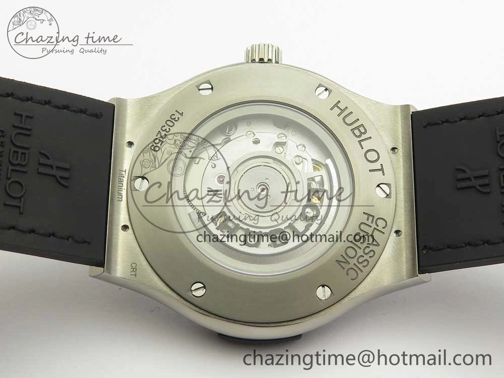 Flexible Fusion 45mm Titanium WWF 1:1 V2 Best Edition Black Dial On Black Gummy Strap Asian HB 6841