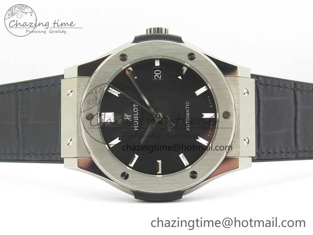 Flexible Fusion 45mm Titanium WWF 1:1 V2 Best Edition Black Dial On Black Gummy Strap Asian HB 6841