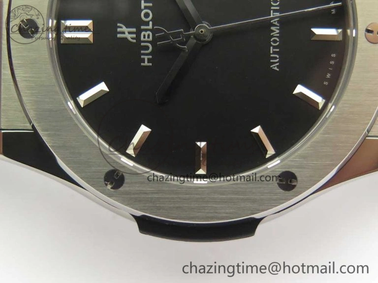 Flexible Fusion 45mm Titanium WWF 1:1 V2 Best Edition Black Dial On Black Gummy Strap Asian HB 6841